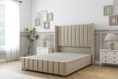 Sloomy Melbourne Almond Coniston Divan Bed Base No Drawers54" Wingback Headboard & 12" Footboard 3' Single from B&Q