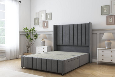 Sloomy Melbourne Armour Coniston Divan Bed Base 2 Drawers Foot-End54" Wingback Headboard & 12" Footboard 4'6 Double from B&Q
