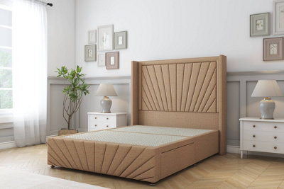 Sloomy Rutherford Latte Dumfries Divan Bedno Drawers54" Wingback Headboard & 12"footboard 4'6 Double from B&Q