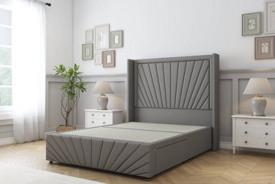 Sloomy Rutherford Pewter Dumfries Divan Bedno Drawers54" Wingback Headboard & 12"footboard 3' Single from B&Q