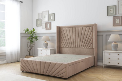 Sloomy Rutherford Mink Naples Divan Bed2 Drawers Foot-End54" Wingback Headboard & 12"footboard 4'6 Double from B&Q