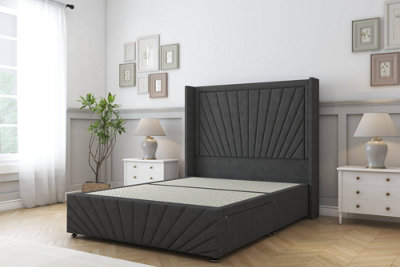 Sloomy Rutherford Graphite Dumfries Divan Bed2 Drawers Foot-End54" Wingback Headboard & 12"footboard 4'6 Double from B&Q