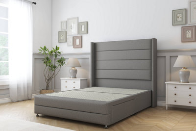 Sloomy Sterling Pewter Dumfries Divan Bed No Drawers54" Wingback Headboard & 12" Footboard 3' Single from B&Q