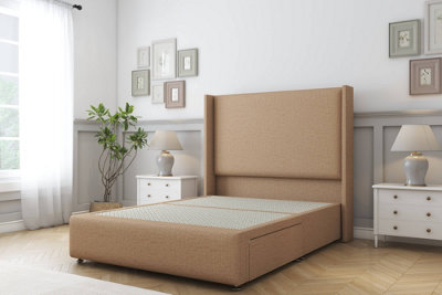 Sloomy Stratford Latte Dumfries Divan Bed No Drawers With 54" Wingback Headboard & 12" Footboard 3' Single from B&Q