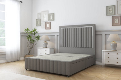 Sloomy Boston Chrome Pewter Dumfries Divan Bed No Drawers-26" Strutted Headboard 12" Footboard 3' Single from B&Q