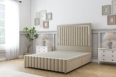 Sloomy Boston Chrome Almond Coniston Divan Bed No Drawers-54" Floor Standing Headboard 12" Footboard 5' King from B&Q