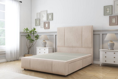 Sloomy Lisbon Sand Naples Divan Bed No Drawers-26" Strutted Headboard 12" Footboard 3' Single from B&Q
