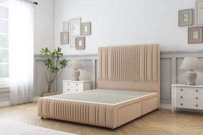 Sloomy Kingsley Pebble Plush Divan Bed No Drawers-26" Strutted Headboard 12"footboard 4' Small Double from B&Q