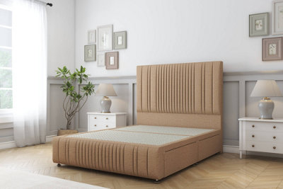 Sloomy Kingsley Latte Dumfries Divan Bed No Drawers-54" Floor Standing Headboard 12"footboard 2'6 Small Single from B&Q