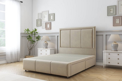 Sloomy Lancaster Almond Coniston Divan Bed 4 Drawers-54" Floor Standing Headboard 12" Footboard 4' Small Double from B&Q