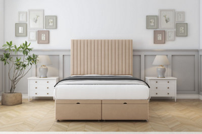 Sloomy Manhattan Pebble Plush Ottoman Bed Base With 26" Strutted Headboard 3' Single from B&Q
