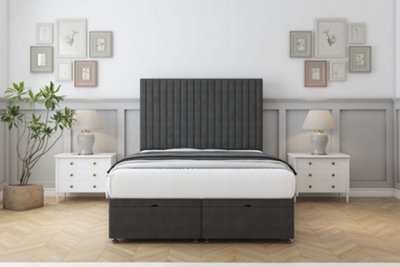 Sloomy Manhattan Graphite Dumfries Ottoman Bed Base With 26" Strutted Headboard 2'6 Small Single from B&Q