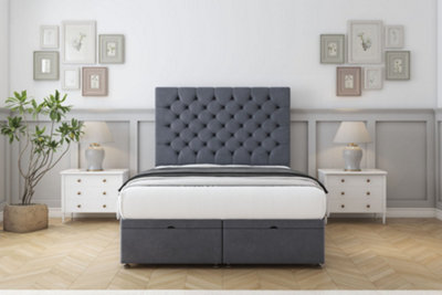 Sloomy Mayfair Steel Plush Ottoman Bed Base With 26" Strutted Headboard 2'6 Small Single from B&Q