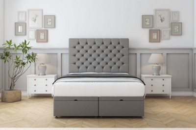 Sloomy Mayfair Pewter Dumfries Ottoman Bed Base With 26" Strutted Headboard 4' Small Double from B&Q