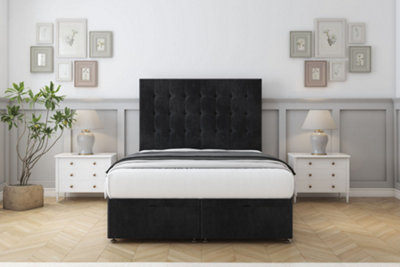 Sloomy Alabama Black Naples Ottoman Bed Base With 54" Floor Standing Headboard 3' Single from B&Q
