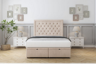 Sloomy Montana Sand Naples Ottoman Bed Base With 26" Strutted Headboard 4'6 Double from B&Q