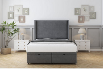 Sloomy Devonshire Armour Coniston Ottoman Bed Base With 54" Wingback Headboard 5' King from B&Q