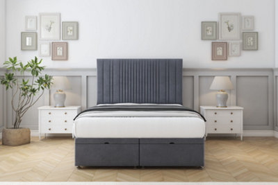 Sloomy Kingsley Steel Plush Ottoman Bed Base With 26" Strutted Headboard 4'6 Double from B&Q