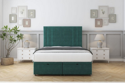 Sloomy Kingsley Emerald Plush Ottoman Bed Base With 26" Strutted Headboard 3' Single from B&Q