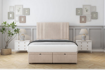 Sloomy Kingsley Sand Naples Ottoman Bed Base With 26" Strutted Headboard 2'6 Small Single from B&Q