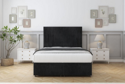 Sloomy Kingsley Black Naples Ottoman Bed Base With 26" Strutted Headboard 5' King from B&Q