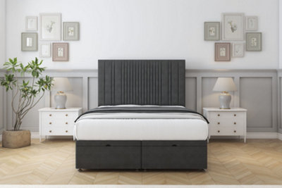 Sloomy Kingsley Graphite Dumfries Ottoman Bed Base With 26" Strutted Headboard 2'6 Small Single from B&Q