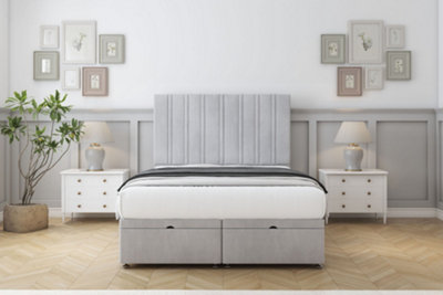 Sloomy Langston Silver Naples Ottoman Bed Base With 26" Strutted Headboard 4'6 Double from B&Q