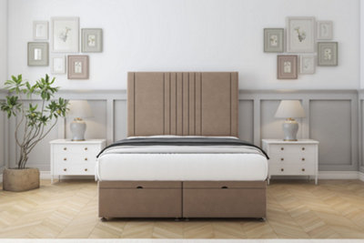 Sloomy Harrington Mink Plush Ottoman Bed Base With 26" Strutted Headboard 5' King from B&Q