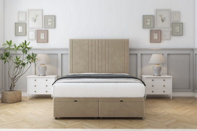 Sloomy Harrington Almond Coniston Ottoman Bed Base With 54" Floor Standing Headboard 4'6 Double from B&Q