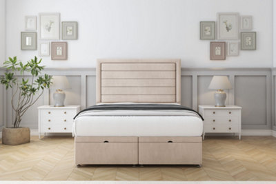 Sloomy Ashford Sand Naples Ottoman Bed Base With 26" Strutted Headboard 4'6 Double from B&Q
