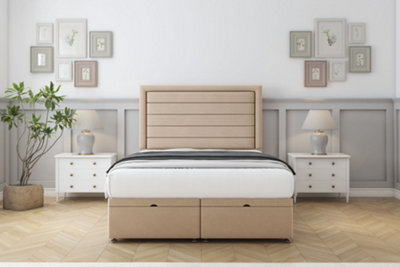 Sloomy Ashford Pebble Plush Ottoman Bed Base With 54" Floor Standing Headboard 3' Single from B&Q
