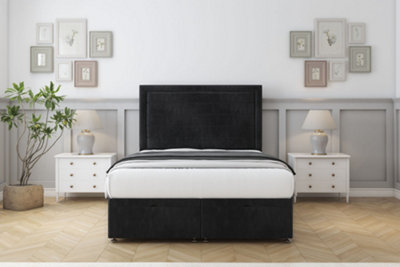 Sloomy Ashford Black Naples Ottoman Bed Base With 54" Floor Standing Headboard 2'6 Small Single from B&Q