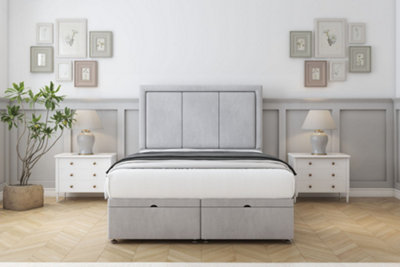Sloomy Lancaster Silver Naples Ottoman Bed Base With 26" Strutted Headboard 4'6 Double from B&Q