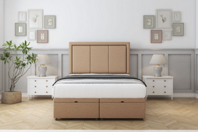 Sloomy Lancaster Latte Dumfries Ottoman Bed Base With 26" Strutted Headboard 4'6 Double from B&Q