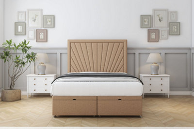 Sloomy Somerset Latte Dumfries Ottoman Bed Base With 26" Strutted Headboard 4'6 Double from B&Q