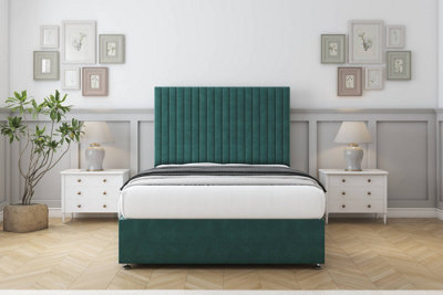 Sloomy Manhattan Emerald Plush Divan Bed With Mattress No Drawers With 26" Strutted Headboard 3' Single from B&Q