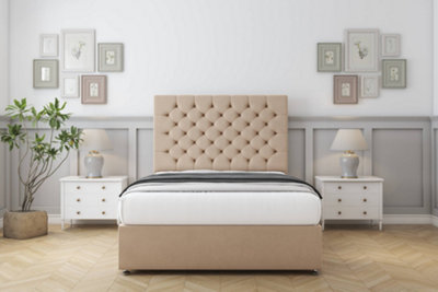Sloomy Mayfair Pebble Plush Divan Bed With Mattress No Drawers With 26" Strutted Headboard 4'6 Double from B&Q