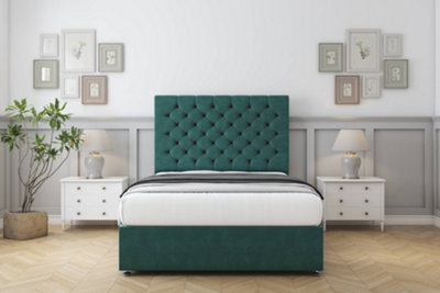 Sloomy Mayfair Emerald Plush Divan Bed With Mattress No Drawers With 26" Strutted Headboard 4'6 Double from B&Q