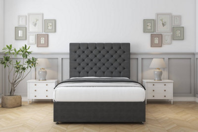 Sloomy Mayfair Graphite Dumfries Divan Bed With Mattress 4 Drawers With 26" Strutted Headboard 4'6 Double from B&Q