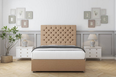 Sloomy Mayfair Latte Dumfries Divan Bed With Mattress No Drawers With 54" Floor Standing Headboard 4'6 Double from B&Q