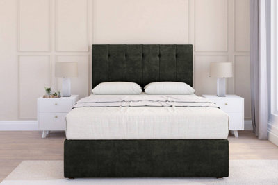 Sloomy Highbury Graphite Dumfries Divan Bed With Mattress 2 Drawers Foot-End With 54" Floor Standing Headboard 4'6 Double from B&Q