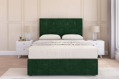 Sloomy Highbury Emerald Plush Divan Bed With Mattress 4 Drawers With 54" Floor Standing Headboard 4'6 Double from B&Q