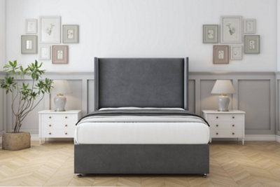 Sloomy Devonshire Armour Coniston Divan Bed With Mattress 2 Drawers Foot-End With 54" Wingback Headboard 4'6 Double from B&Q