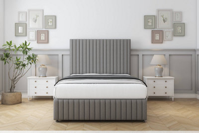 Sloomy Madison Pewter Dumfries Divan Bed Set 2 Drawers Left Side With 26" Strutted & 12" Footboard 2'6 Small Single from B&Q