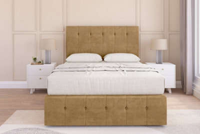 Sloomy Cambridge Mink Plush Divan Bed Set No Drawers26" Strutted & 12" Footboard 4'6 Double from B&Q
