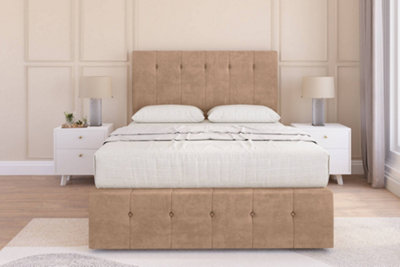Sloomy Cambridge Sand Naples Divan Bed Set No Drawers26" Strutted & 12" Footboard 4'6 Double from B&Q