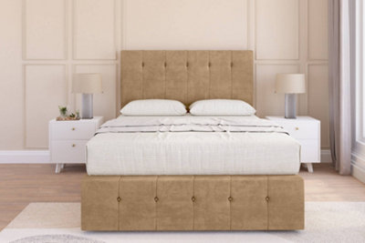 Sloomy Cambridge Latte Dumfries Divan Bed Set No Drawers26" Strutted & 12" Footboard 4'6 Double from B&Q