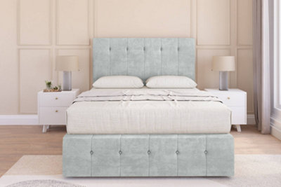 Sloomy Cambridge Silver Naples Divan Bed Set 2 Drawers Right Side26" Strutted & 12" Footboard 4'6 Double from B&Q