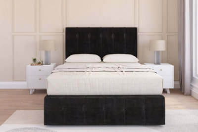 Sloomy Cambridge Black Plush Divan Bed Set 2 Drawers Foot-End26" Strutted & 12" Footboard 5' King from B&Q
