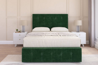 Sloomy Cambridge Emerald Plush Divan Bed Set 2 Drawers Left Side54" Floor Standing & 12" Footboard 3' Single from B&Q